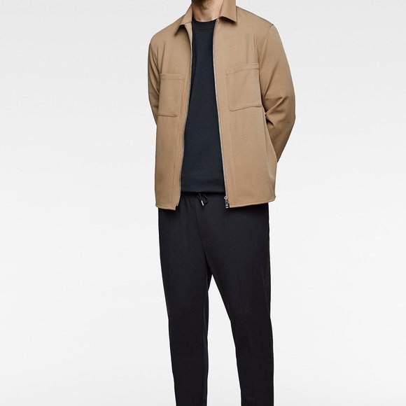 Zara Beige Zippered Overshirt - Picture 4 of 4